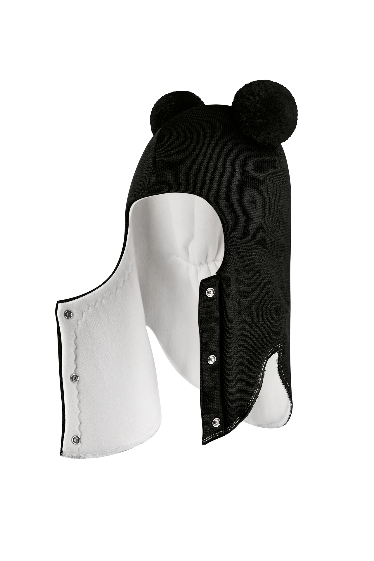 Зимова шапочка-шолом Corona.hm "Пандочка"  із кнопками  чорний