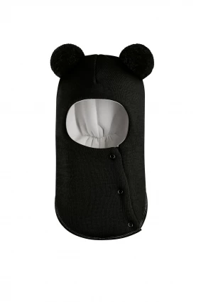 Зимова шапочка-шолом Corona.hm "Пандочка"  із кнопками  чорний