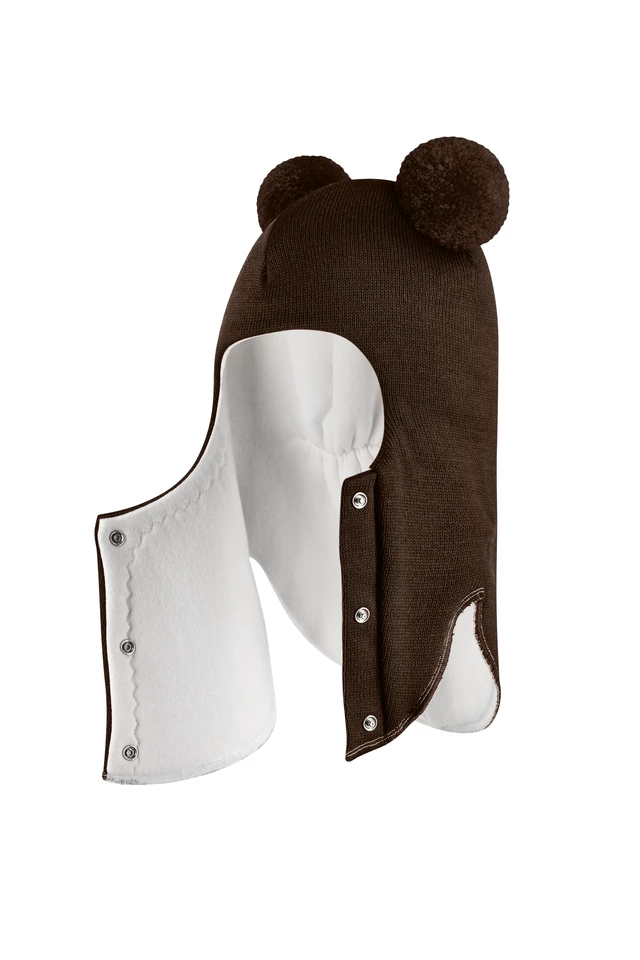 Зимова шапочка-шолом Corona.hm "Пандочка"  із кнопками  шоколад