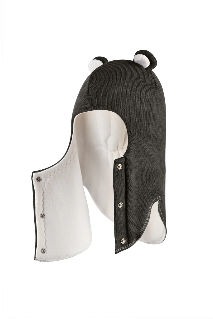 Зимова шапочка-шолом Corona.hm "Міс Ведмедиця" з кнопочками графіт