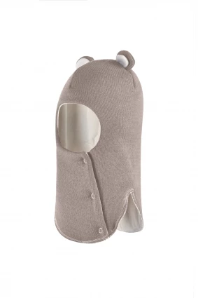 Зимняя шапочка-шлем Corona.hm "Мисс Мишутка" на кнопочках капучино