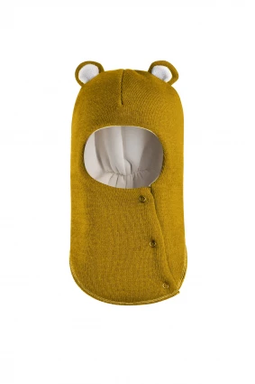 Зимняя шапочка-шлем Corona.hm "Мисс Мишутка" на кнопочках медовый