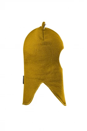 Зимняя шапочка-шлем Corona.hm "Мисс Мишутка" на кнопочках медовый