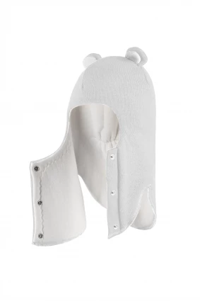 Зимняя шапочка-шлем Corona.hm "Мисс Мишутка" на кнопочках молоко