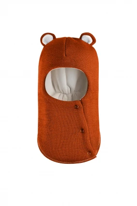 Зимняя шапочка-шлем Corona.hm "Мисс Мишутка" на кнопочках оранж