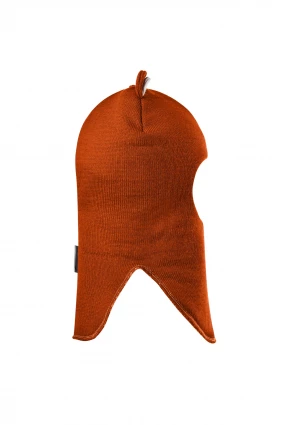 Зимняя шапочка-шлем Corona.hm "Мисс Мишутка" на кнопочках оранж