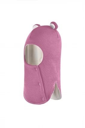 Зимова шапочка-шолом Corona.hm "Міс Ведмедиця" з кнопочками пильно-рожевий