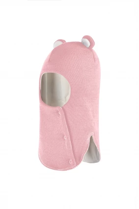 Зимняя шапочка-шлем Corona.hm "Мисс Мишутка" на кнопочках розовый