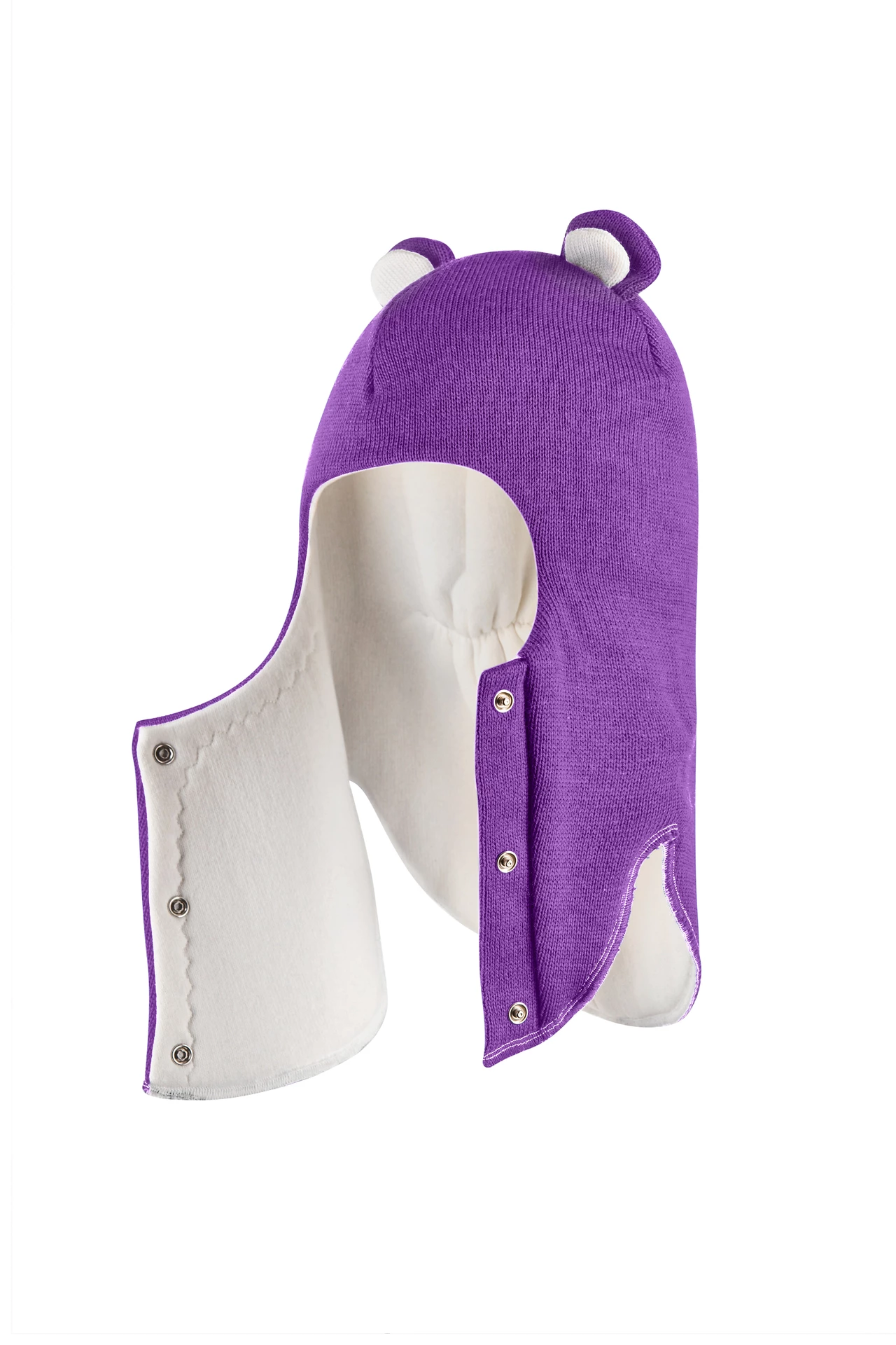 Зимова шапочка-шолом Corona.hm "Міс Ведмедиця" з кнопочками фіалка