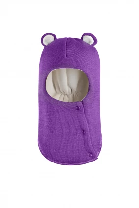 Зимняя шапочка-шлем Corona.hm "Мисс Мишутка" на кнопочках фиалка