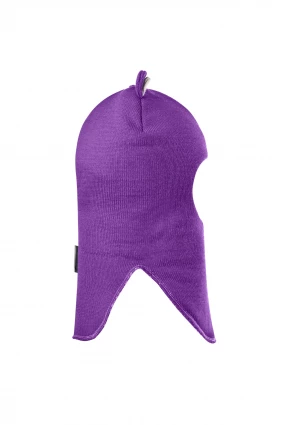 Зимняя шапочка-шлем Corona.hm "Мисс Мишутка" на кнопочках фиалка
