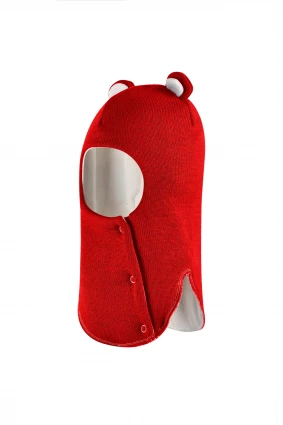 Зимова шапочка-шолом Corona.hm "Міс Ведмедиця" з кнопочками червоний