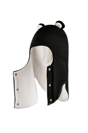 Зимова шапочка-шолом Corona.hm "Міс Ведмедиця" з кнопочками чорний