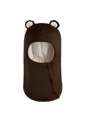 Зимняя шапочка-шлем Corona.hm "Мисс Мишутка" на кнопочках шоколад