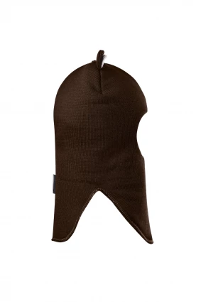 Зимняя шапочка-шлем Corona.hm "Мисс Мишутка" на кнопочках шоколад