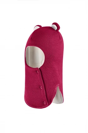 Зимняя шапочка-шлем Corona.hm "Мисс Мишутка" на кнопочках ягодный